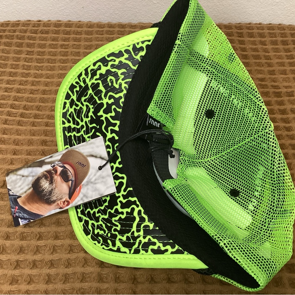 RNNR Hat Mesh StrapBack Cap Running Front Panel Neon Yellow Lightweight UPF 40 - Picture 4 of 6
